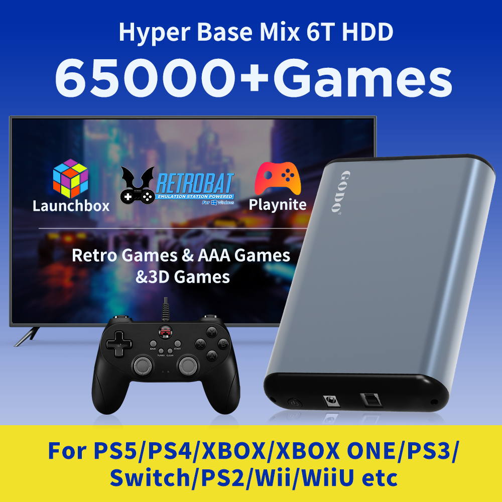Retro Gaming Hdd - JMachen 6TB 휴대용 게임용 HDD 시스템