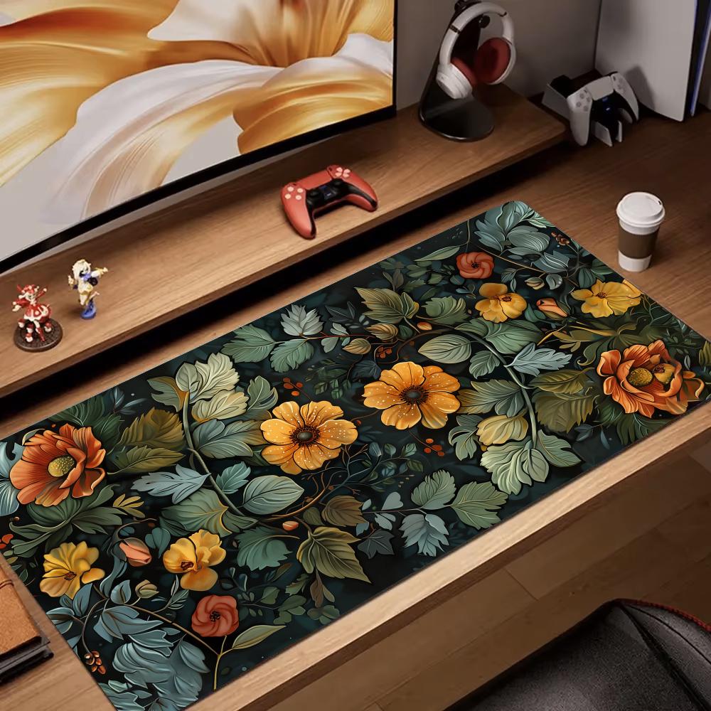 Retro Gaming Desk - 레트로 플라워 아트 렌더링 마우스 패드