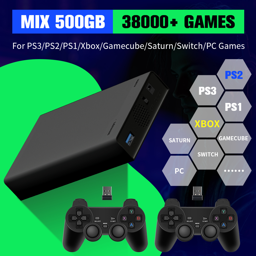 Retro Gaming Hdd - Xbox/PS3/PS2/Gamecube/Wii/Wiiu/Switch 3 시스템용 38000개 이상의 게임이