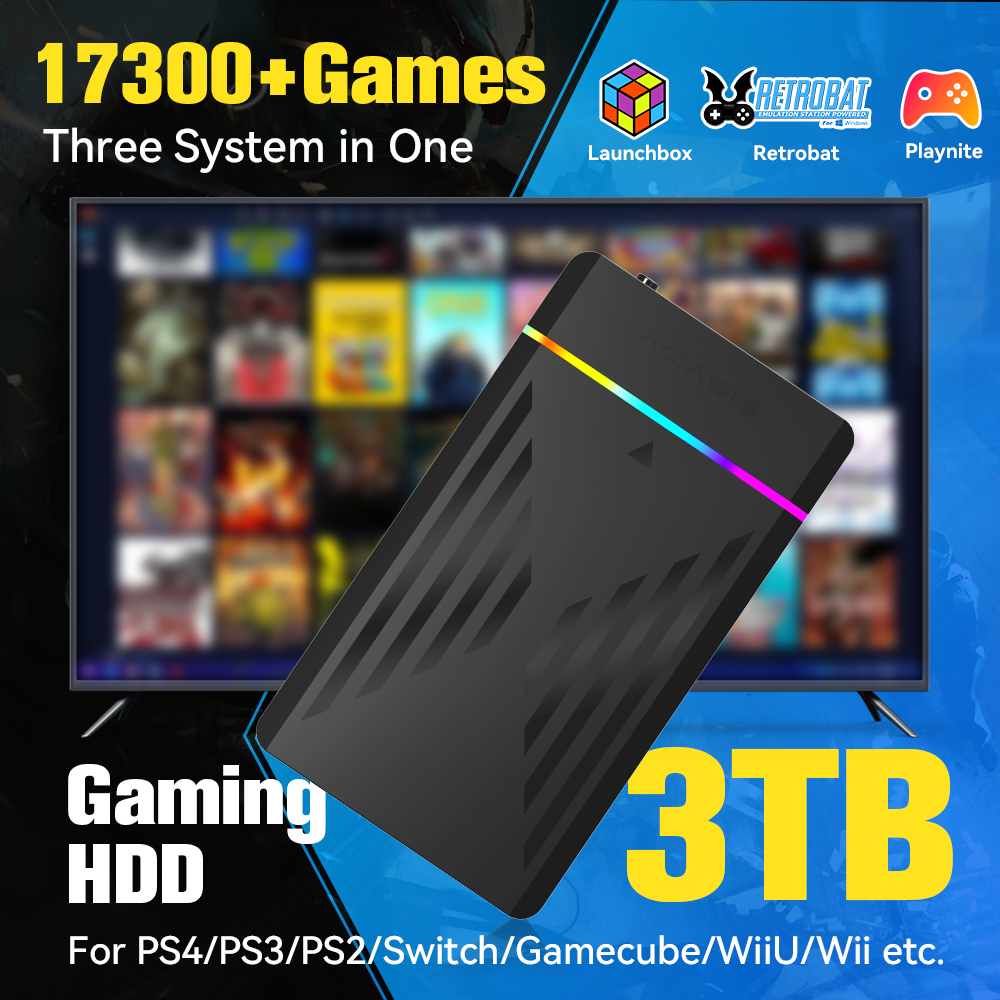 Retro Gaming Hdd - PS4/PS3/PS2/스위치/Wii용 17300개 이상의 AAA/3D/레트로 게임이 포함된
