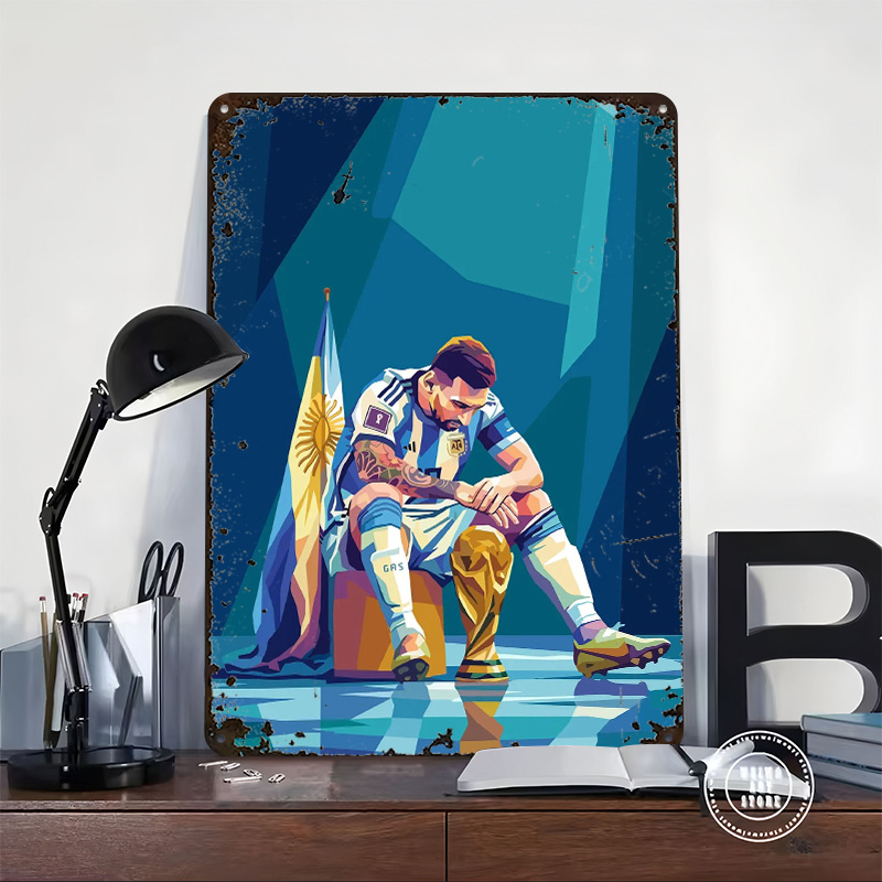 라이오넬 메시 트로피 포스터 맞춤형 빈티지 금속 간판  - Retro Gaming Desk 리뷰 및 가격