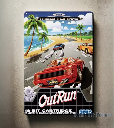 아웃런 메가 드라이브 레트로 비디오 게임 금속 포스터  - Retro Gaming Pictures 리뷰 및 가격